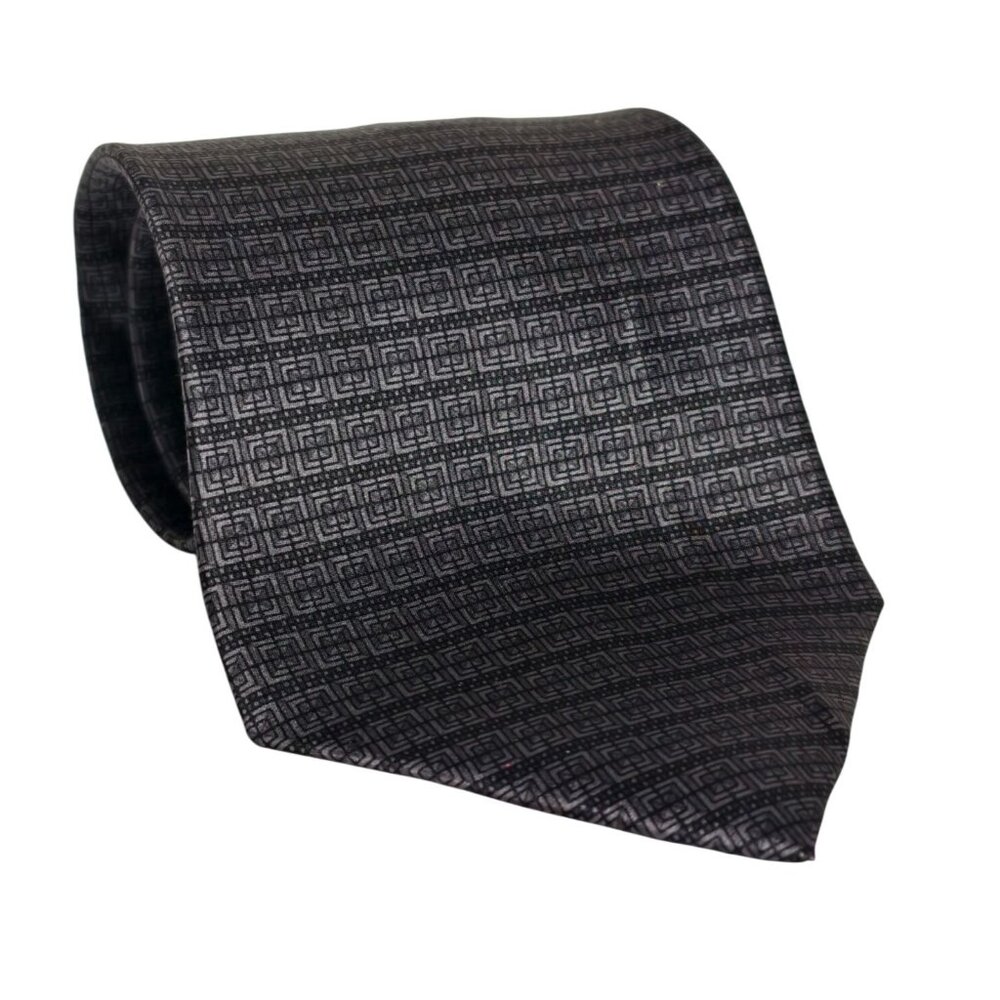 Arrow Mens Silk Tie Black Geometric Patterned Luxe 4"x57" Formal Casual